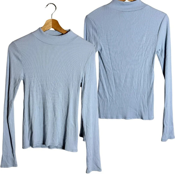 By Together Tops - NWOT By Together Every Layer Top Ribbed Mock Neck Women's Medium Light Blue